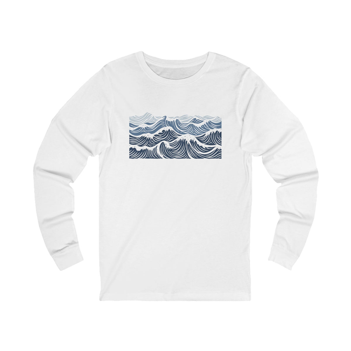 Ocean Waves Long Sleeve — Nautical Wave Graphic Long Sleeve Tee