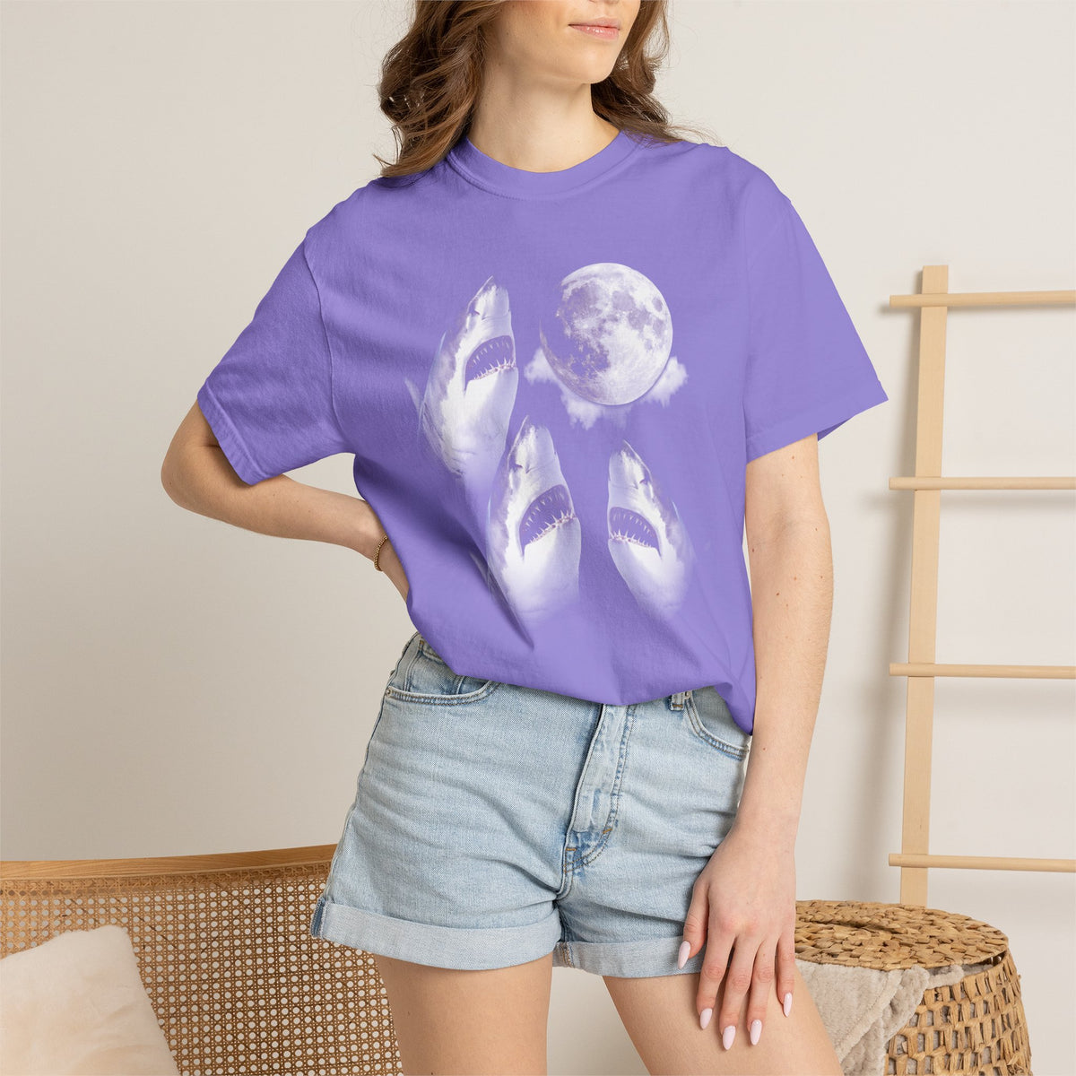Vintage Shark Moon | Deluxe Comfort Colors® T-Shirt