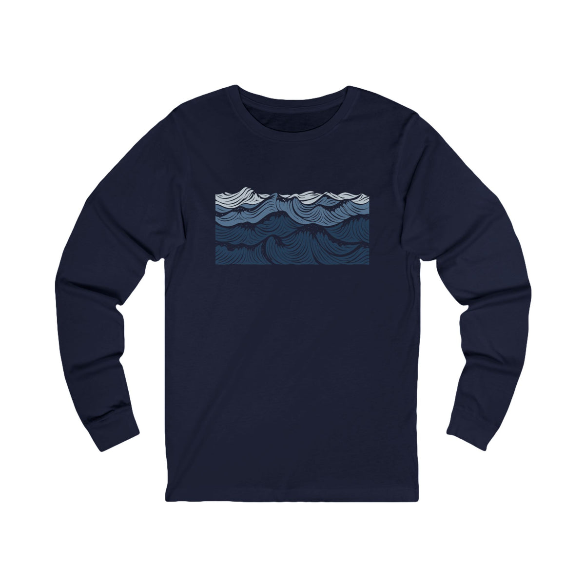 Ocean Waves Long Sleeve — Nautical Wave Graphic Long Sleeve Tee