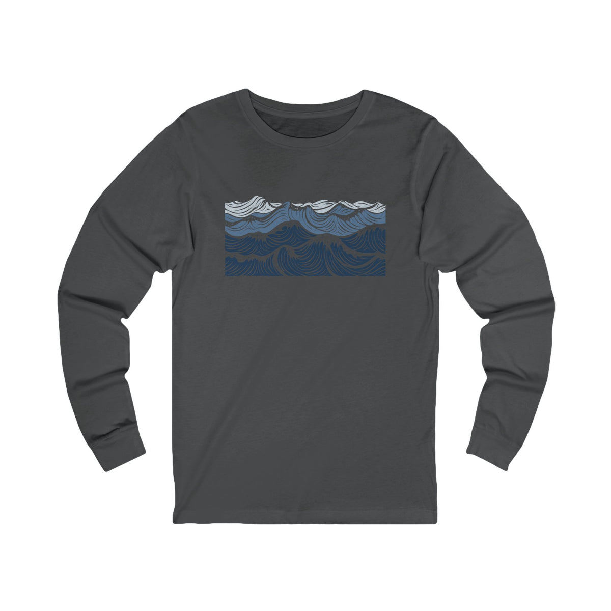 Ocean Waves Long Sleeve — Nautical Wave Graphic Long Sleeve Tee